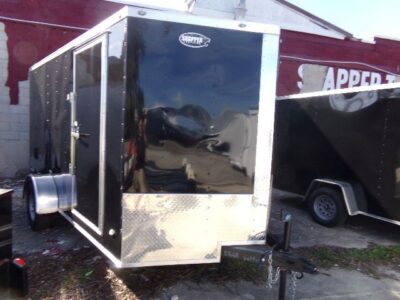 Freedom Trailers 7x12 SA Trailer - Black, Ramp, Side Door, Brakes, Extra Height