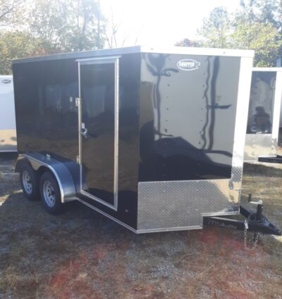 Freedom Trailers 7x12 TA Trailer - Black, Ramp, Side Door, Extra Height