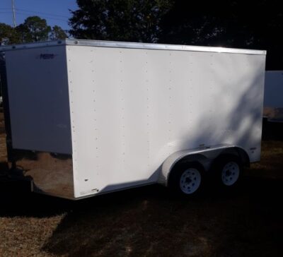 Freedom Trailers 7x12 TA Trailer - White, Ramp, Side Door, Extra Height