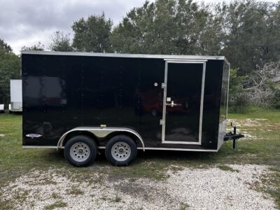 Freedom Trailers 7x14 TA Trailer - Black, Ramp, Side Door, Extra Height