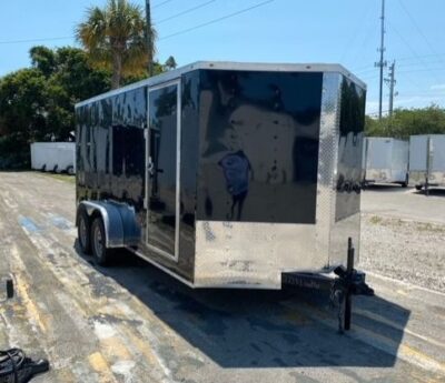 Freedom Trailers 7x16 TA Trailer - White, Ramp, Side Door, Extra Height