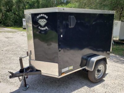 Diamond Cargo 4x6 SA Trailer - Black, Rear Single Door - Image 2