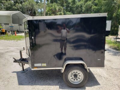 Diamond Cargo 4x6 SA Trailer - Black, Rear Single Door - Image 4