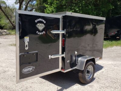 Diamond Cargo 4x6 SA Trailer - Black, Rear Single Door - Image 9