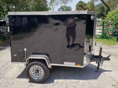 Diamond Cargo 4x6 SA Trailer - Black, Rear Single Door