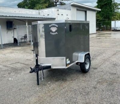 Diamond Cargo 4x6 SA Trailer - Silver Frost, Rear Single Door - Image 2