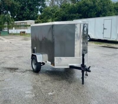 Diamond Cargo 4x6 SA Trailer - Silver Frost, Rear Single Door - Image 9