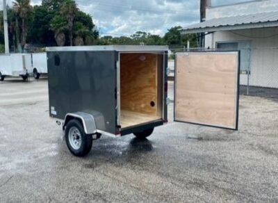 Diamond Cargo 4x6 SA Trailer - Silver Frost, Rear Single Door - Image 4