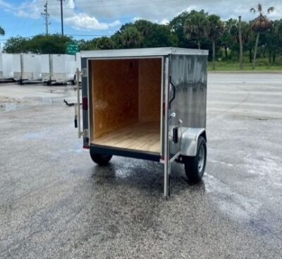 Diamond Cargo 4x6 SA Trailer - Silver Frost, Rear Single Door - Image 7