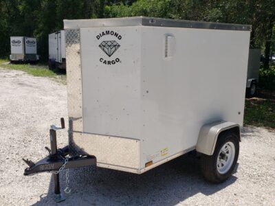 Diamond Cargo 4x6 SA Trailer - White, Rear Single Door - Image 3