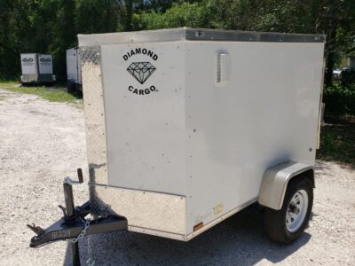 Diamond Cargo 4x6 SA Trailer - White, Rear Single Door - Image 2