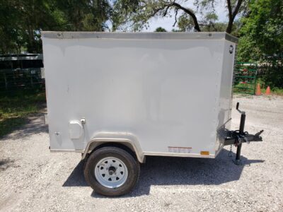 Diamond Cargo 4x6 SA Trailer - White, Rear Single Door