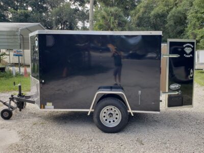 Diamond Cargo 5x8 SA Trailer - Black, Double Doors, Side Door - Image 3