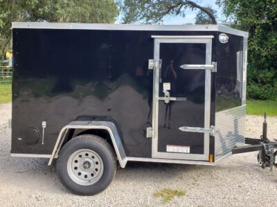 Diamond Cargo 5x8 SA Trailer - Black, Double Doors, Side Door