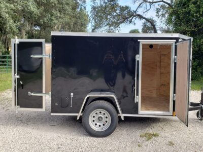 Diamond Cargo 5x8 SA Trailer - Black, Double Doors, Side Door - Image 11