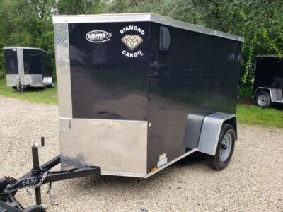 Diamond Cargo 5x8 SA Trailer - Black, Barn Doors - Image 2