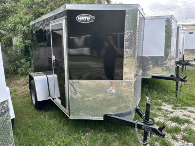 Diamond Cargo 5x8 SA Trailer - Black, Ramp, Side Door