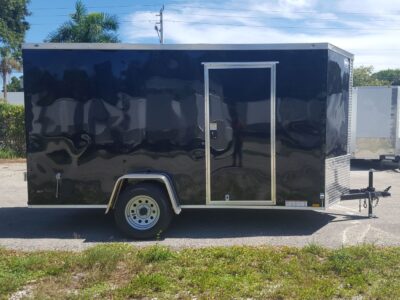 Diamond Cargo 6x10 SA Trailer - Black, Barn Doors, Side Door, Extra Height