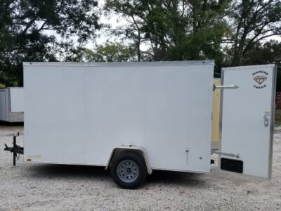 Diamond Cargo 6x12 SA Trailer - White, Barn Doors, Side Door, Extra Height - Image 4