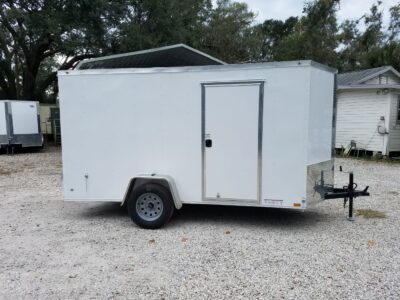 Diamond Cargo 6x12 SA Trailer - White, Barn Doors, Side Door, Extra Height