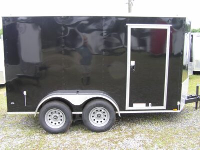 Diamond Cargo 6x12 TA Trailer - Black, Barn Doors, Side Door, Extra Height