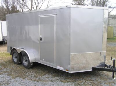 Diamond Cargo 7x14 TA Trailer - Silver Frost, Ramp, Side Door, Extra Height