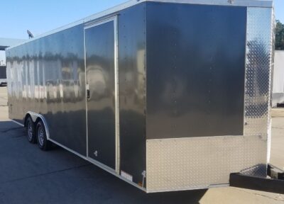 Diamond Cargo 8.5x24 TA Trailer - Charcoal Gray, Barn Doors, Side Door, D-Rings, ThermaCool Ceiling Liner