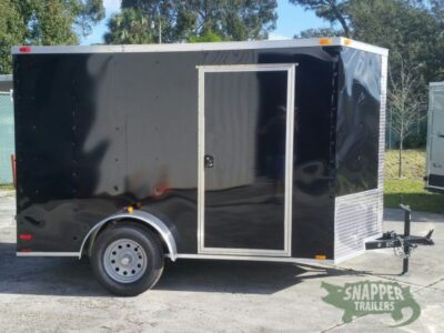 Quality Cargo 6x10 SA Trailer - Black, Double Barn Doors, Side Door, Extra Height