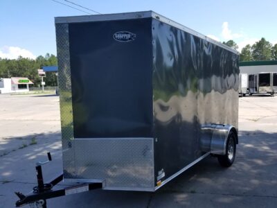 Quality Cargo 6x12 SA Trailer - Charcoal, Ramp, Side Door, Extra Height - Image 2