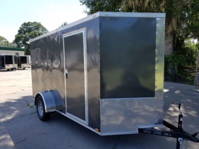 Quality Cargo 6x12 SA Trailer - Charcoal, Ramp, Side Door, Extra Height - Image 15