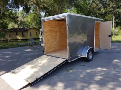 Quality Cargo 6x12 SA Trailer - Charcoal, Ramp, Side Door, Extra Height - Image 9