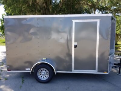 Quality Cargo 6x12 SA Trailer - Charcoal, Ramp, Side Door, Extra Height