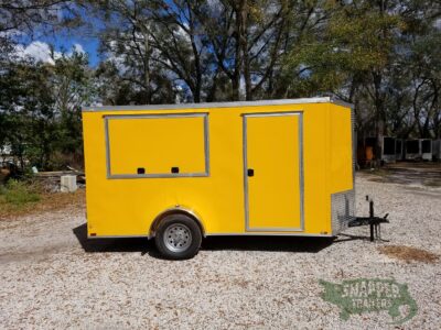 Quality Cargo 6x12 SA Trailer - Yellow, Double Doors, Side Door, Extra Height, Concession Door