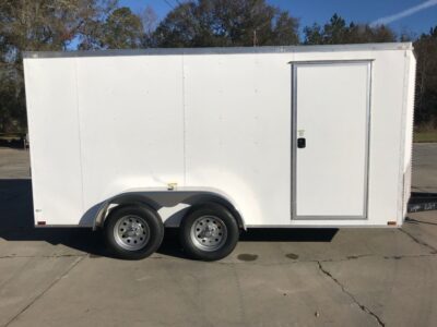 Quality Cargo 7x14 TA Trailer - White, Ramp, Side Door, Extra Height, Extended Tongue