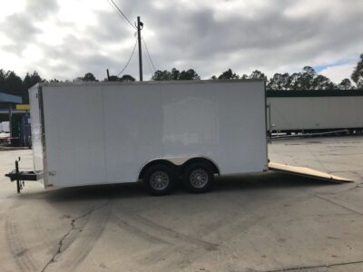 Quality Cargo 8.5x16 TA Trailer - White, Ramp, Side Door, D-Rings, 5K Axles, One Piece Roof - Image 4