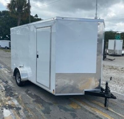 Douglas Trailers 7x12 SA Trailer - White, Ramp, Side Door