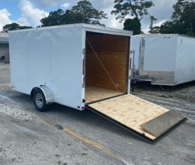 Douglas Trailers 7x12 SA Trailer - White, Ramp, Side Door - Image 4