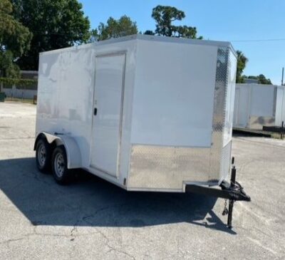 Douglas Trailers 7x12 TA Trailer - White, Ramp, Side Door