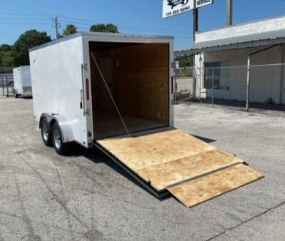 Douglas Trailers 7x12 TA Trailer - White, Ramp, Side Door - Image 4