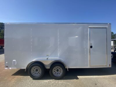 Douglas Trailers 7x14 TA Trailer - White, Ramp, Side Door