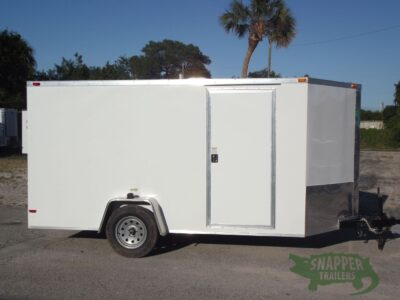 South Georgia Cargo 7x12 SA Trailer - White, Ramp, Side Door