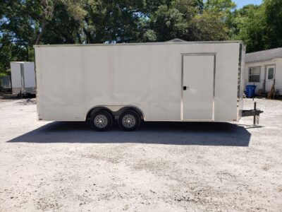 Quality Cargo 8.5x20 TA Trailer - White, Ramp, Side Door, D-Rings, Extra Height