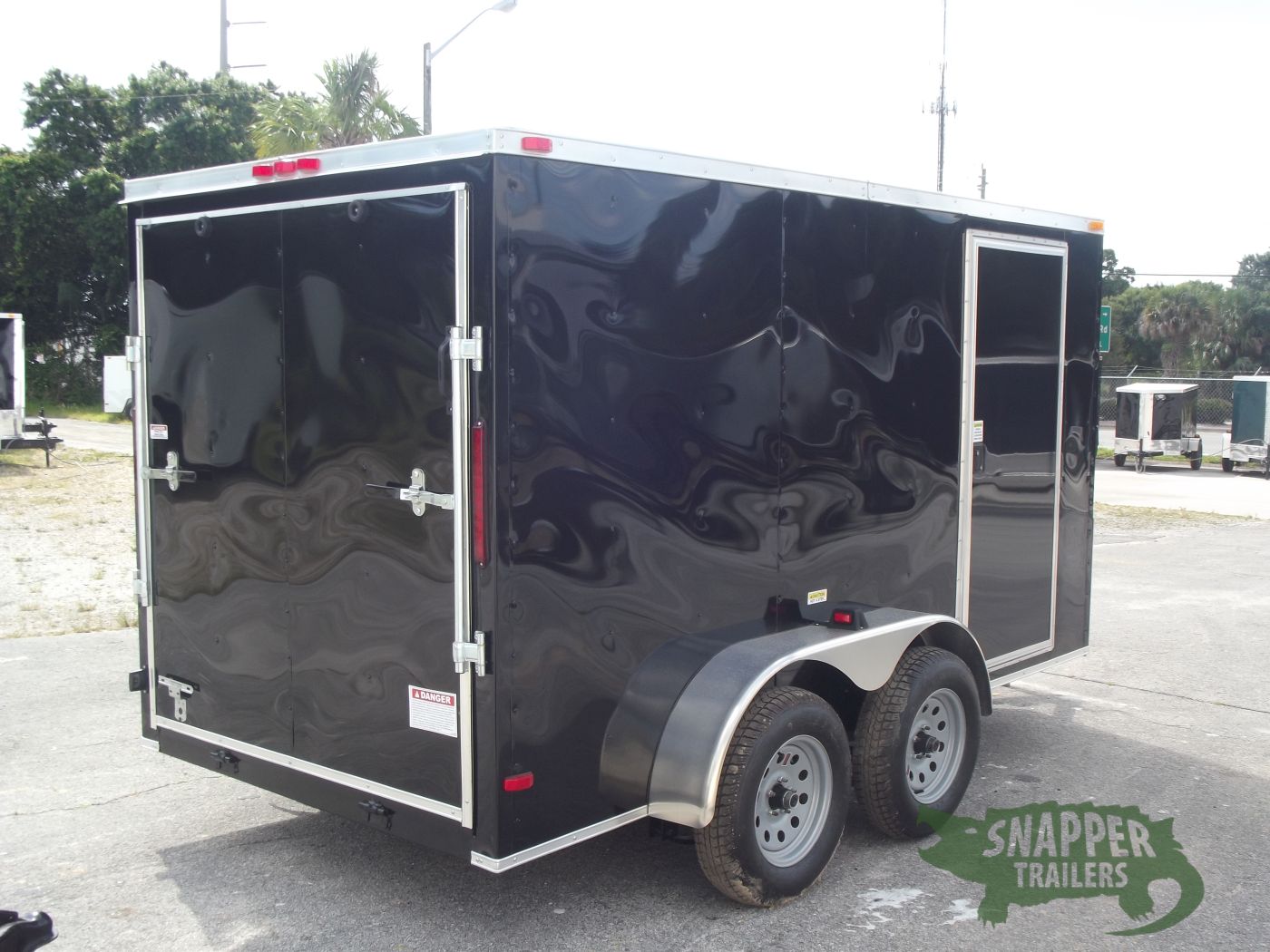 6×12 TA Trailer – Black, Ramp, Side Door – Snapper Trailers